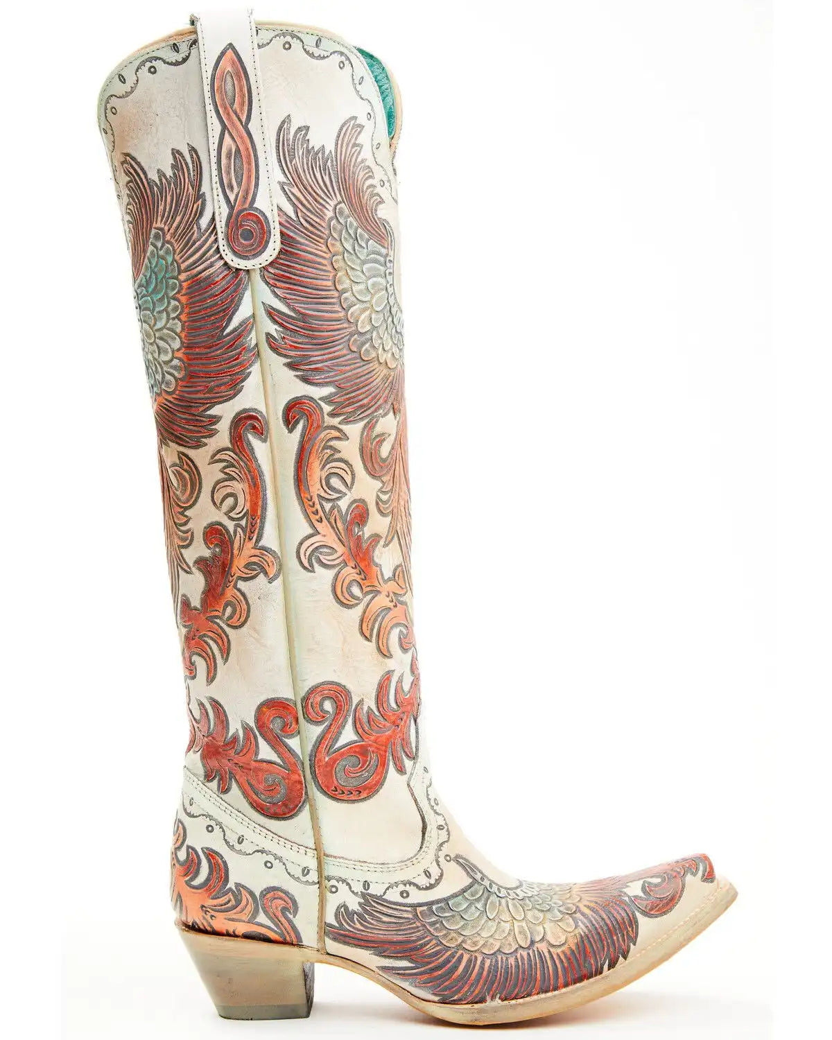 Corral Women's Fire Phoenix Hand Tooled And Painted Tall Western Boots - Snip Toe