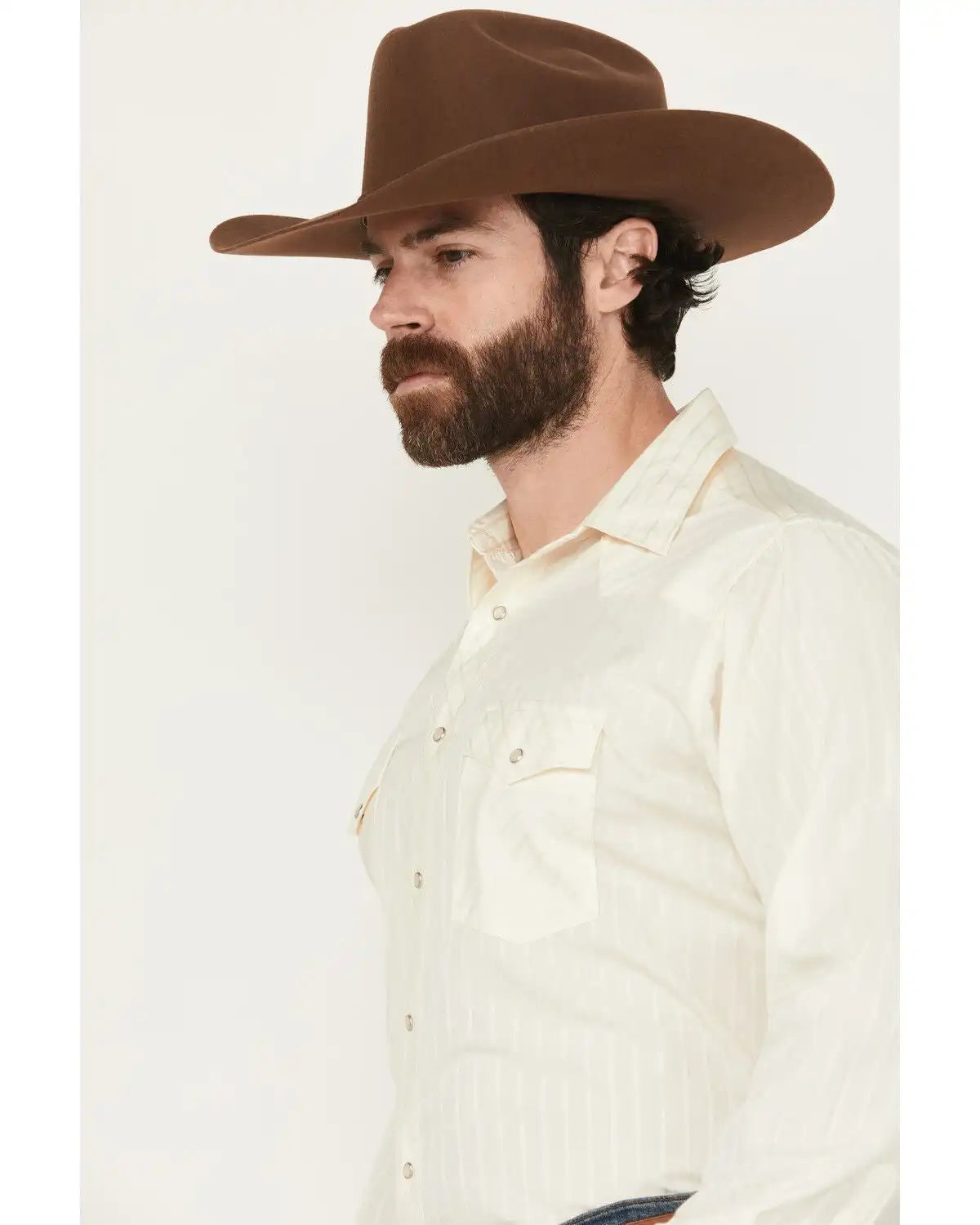 Wrangler Men's White Solid Dobby Long Sleeve Pearl Snap Western Shirt - Big & Tall