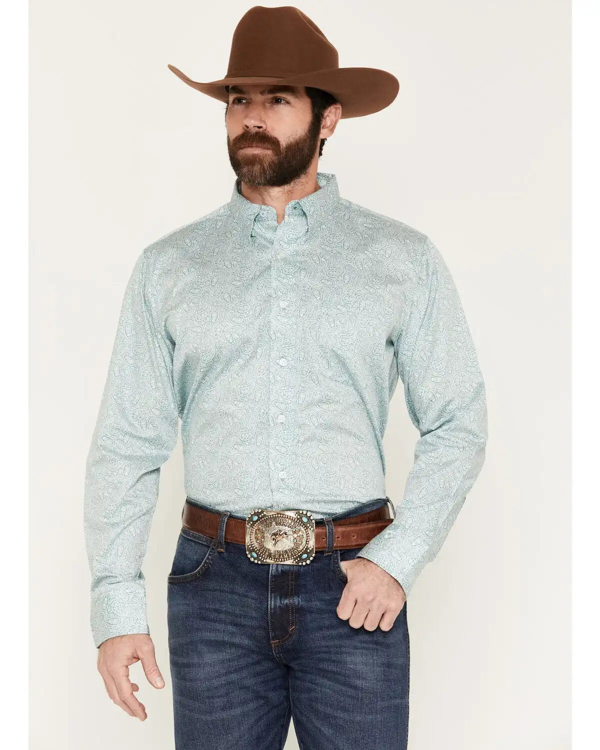 Wrangler X Cody Johnson Men's Paisley Print Long Sleeve Button-Down Western Shirt