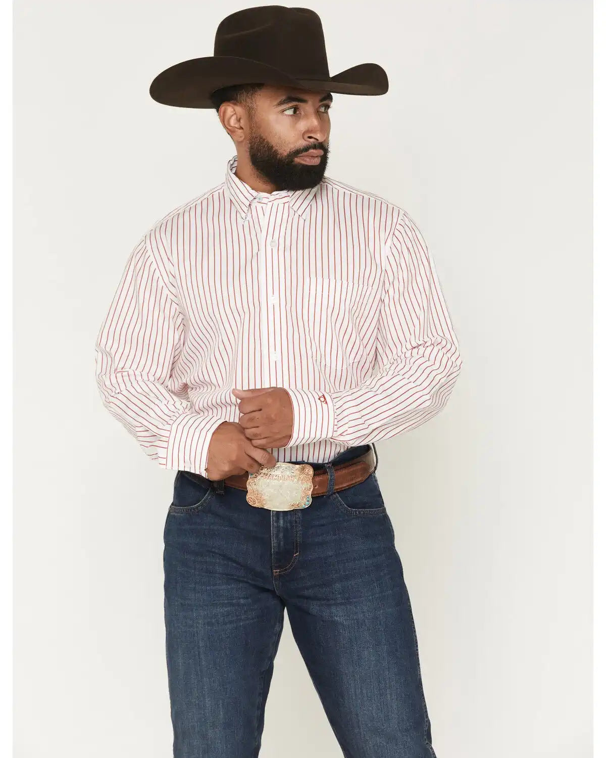 Wrangler X Cody Johnson Men's Striped Long Sleeve Button-Down Western Shirt