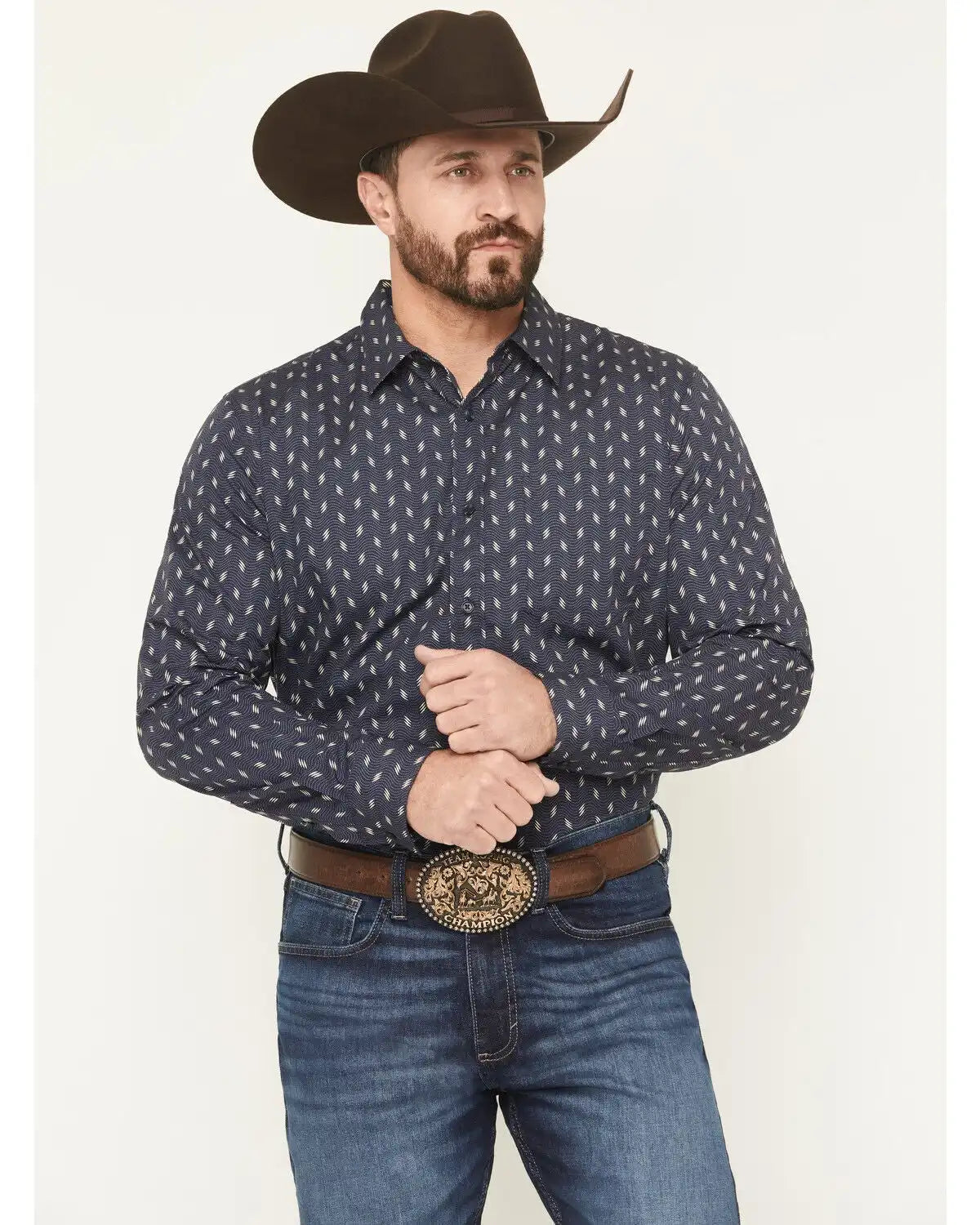 Gibson Trading Co Men's Zig Zag Geo Print Long Sleeve Button-Down Western Shirt