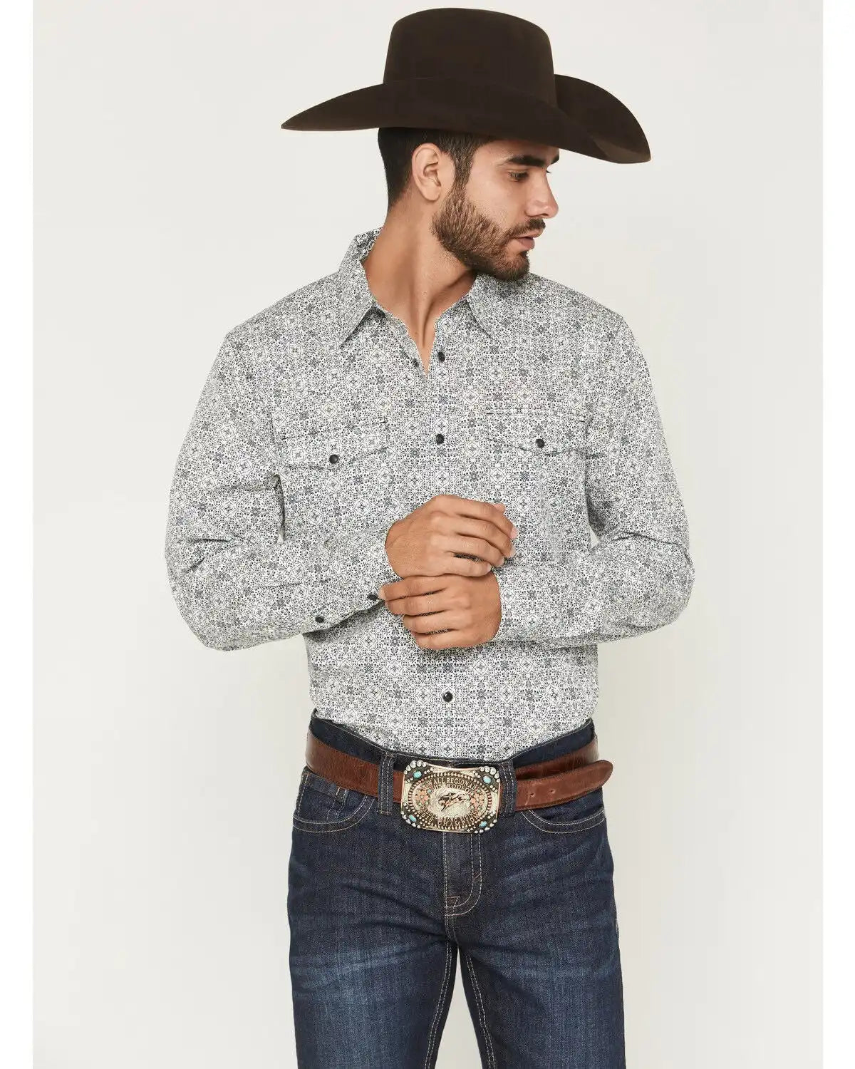 Gibson Trading Co Men's Twisted Medallion Long Sleeve Snap Western Shirt
