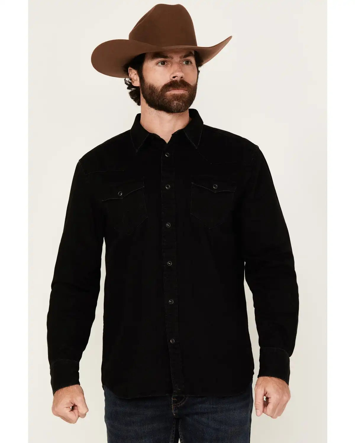 Cody James Men's Solid Long Sleeve Snap Denim Western Shirt - Tall