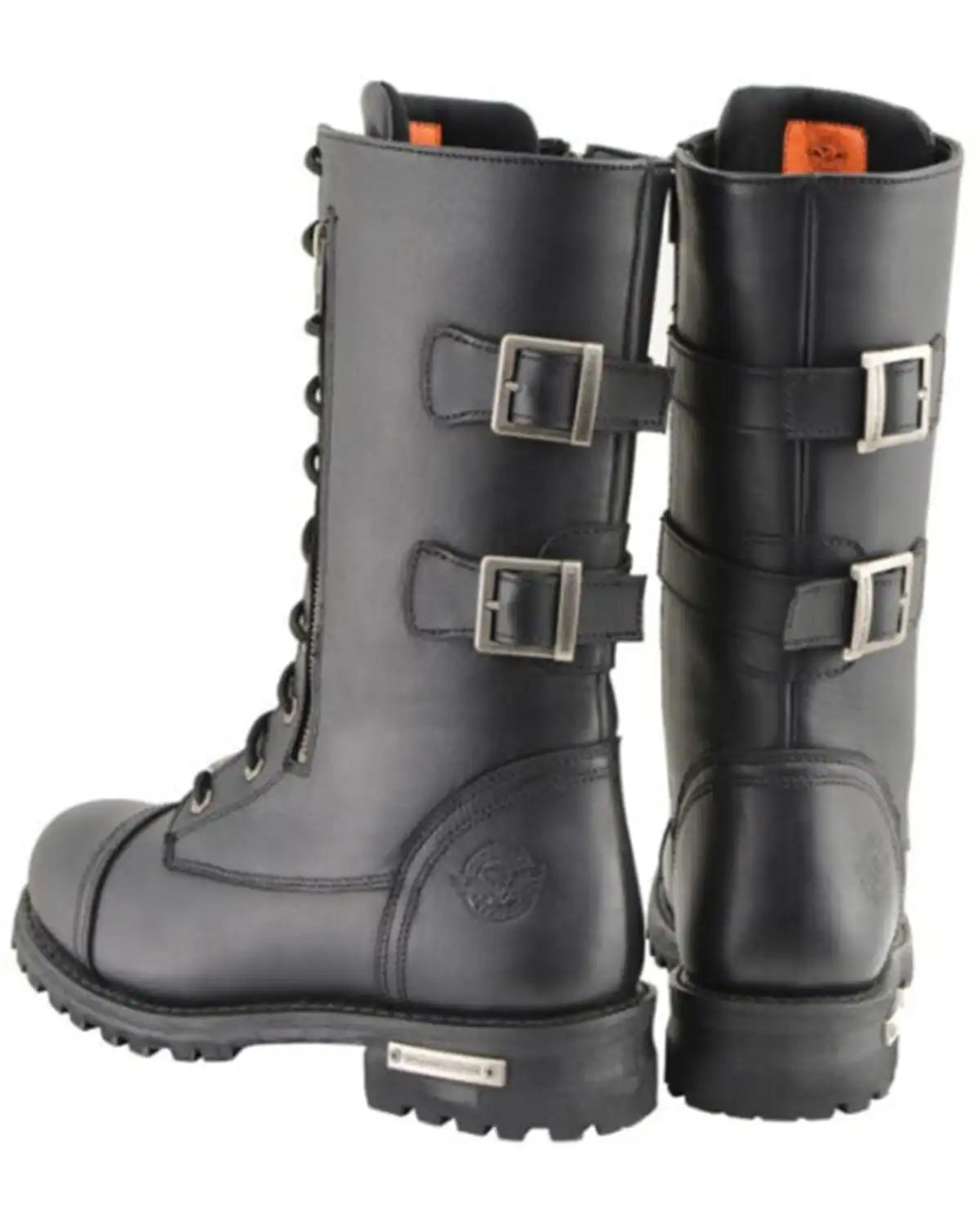 Milwaukee Leather Men's Lace-Up Tactical Motorcycle Boots Round Toe - Extended Sizes