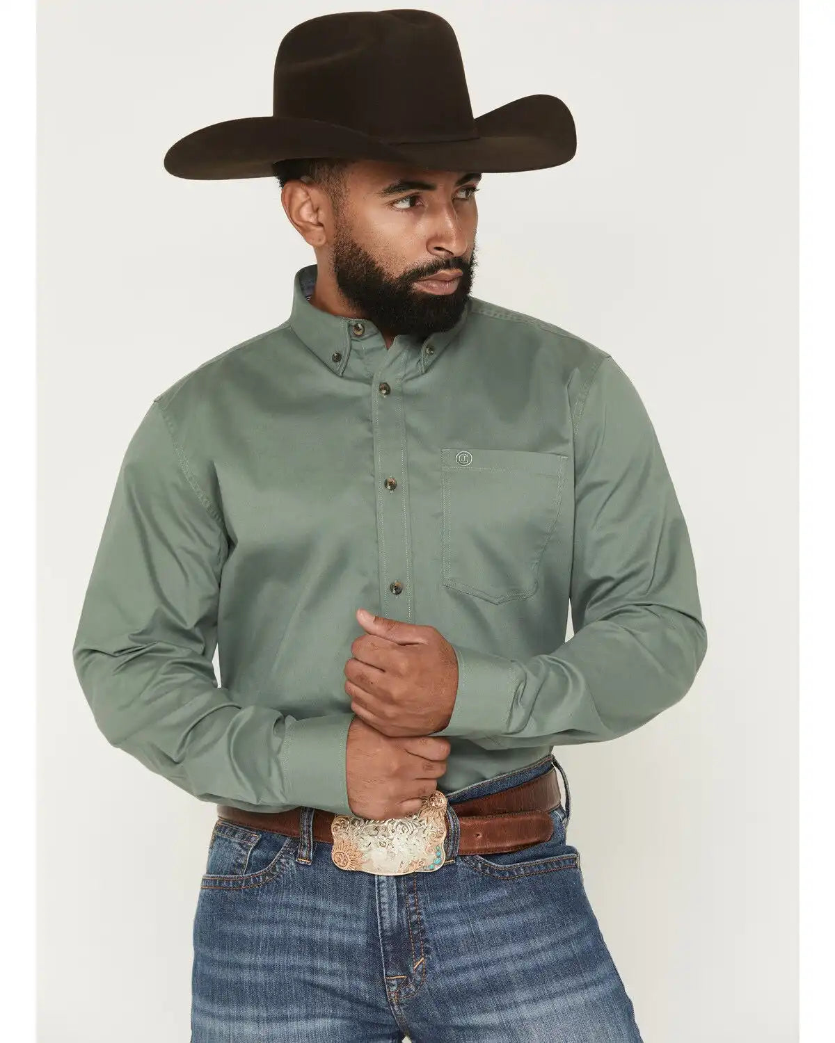 Cody James Men's Basic Solid Long Sleeve Button-Down Stretch Western Shirt