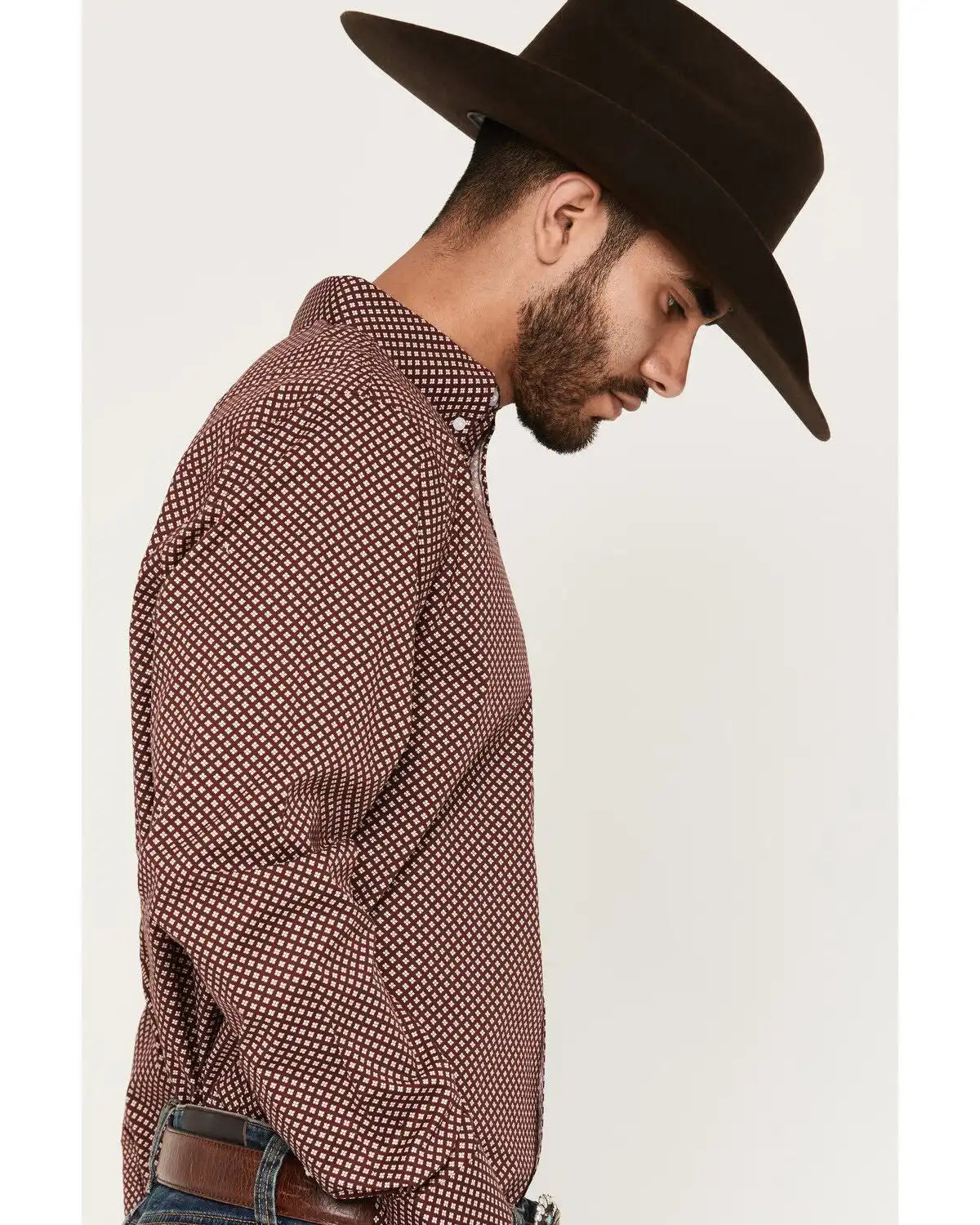 RANK 45® Men's Thorn Geo Print Long Sleeve Button-Down Stretch Western Shirt