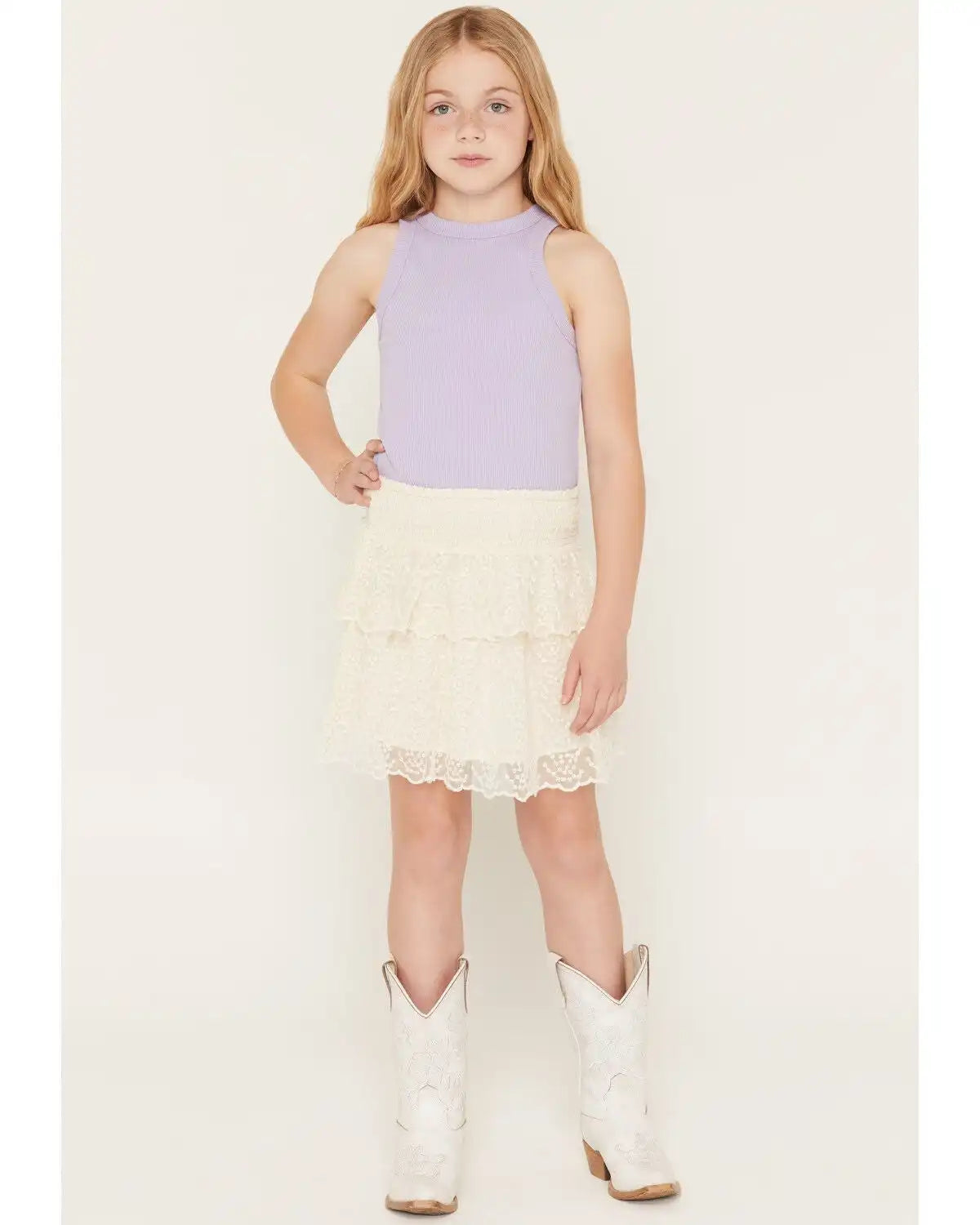 Shyanne Girls Eyelet Ruffle Skirt