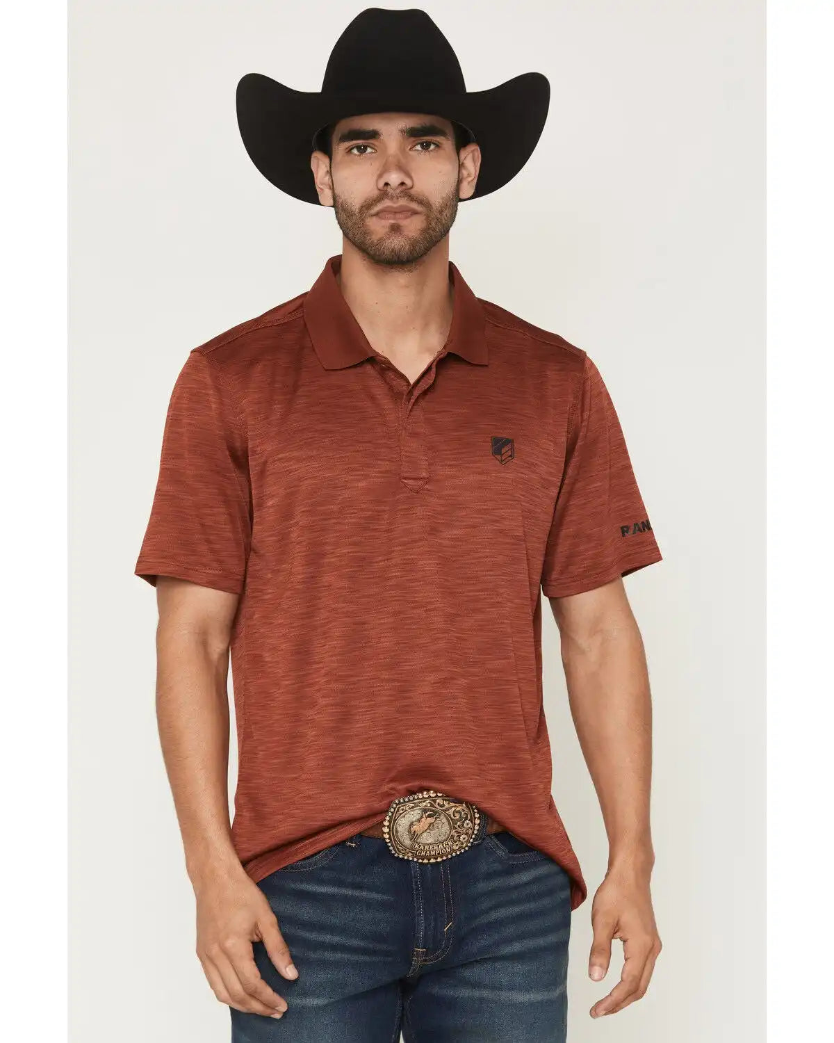 RANK 45® Men's Heeler Heathered Solid Short Sleeve Polo