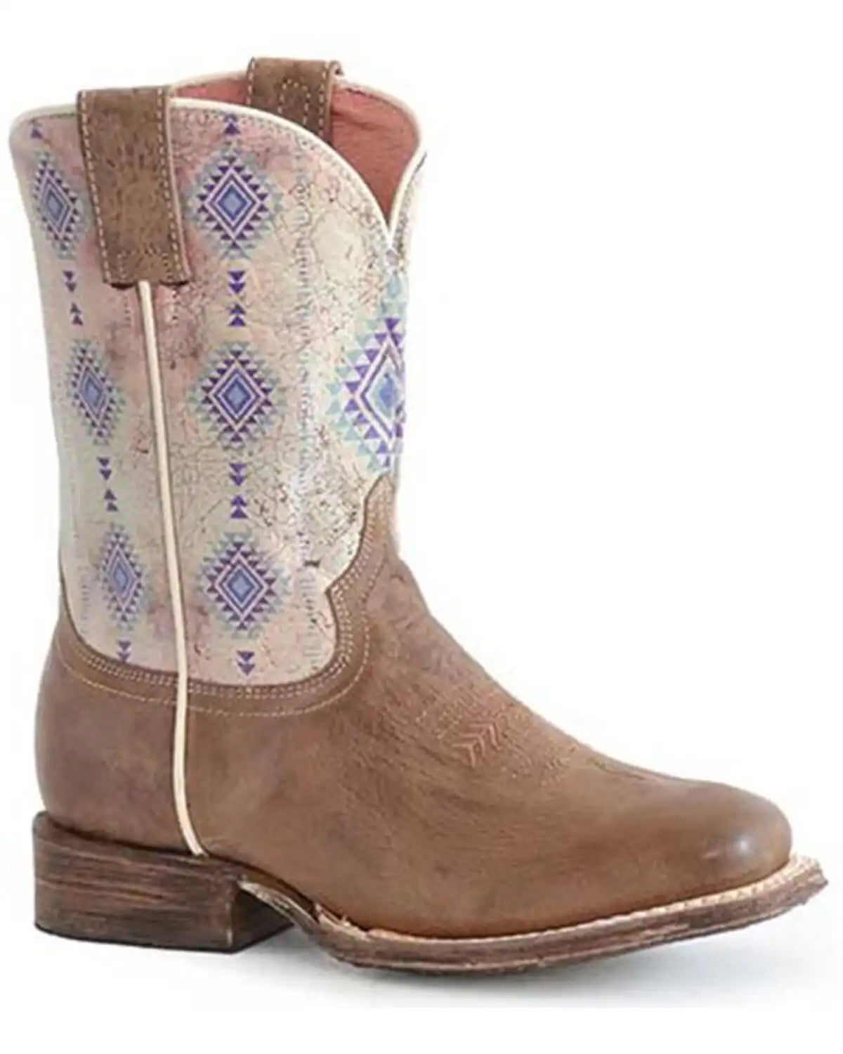Roper Boys' Southwestern Print Western Boots - Broad Square Toe