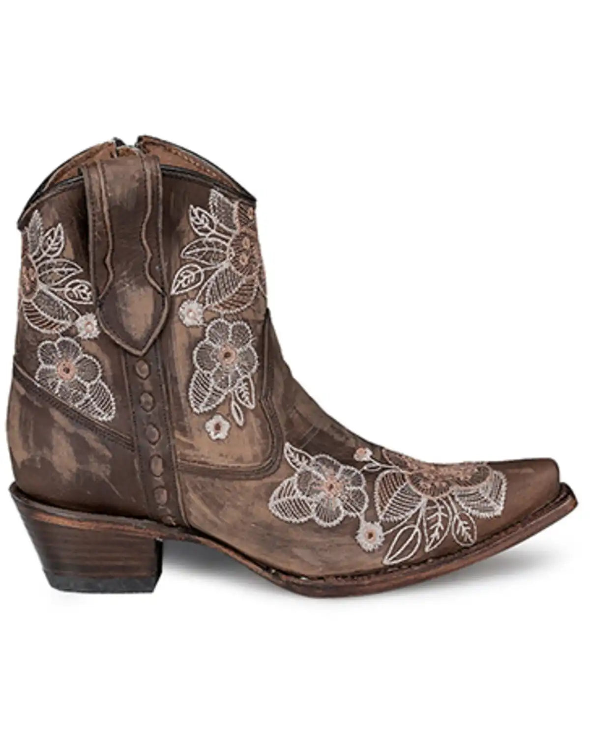 Circle G Women's Floral Embroidered Western Booties - Snip Toe