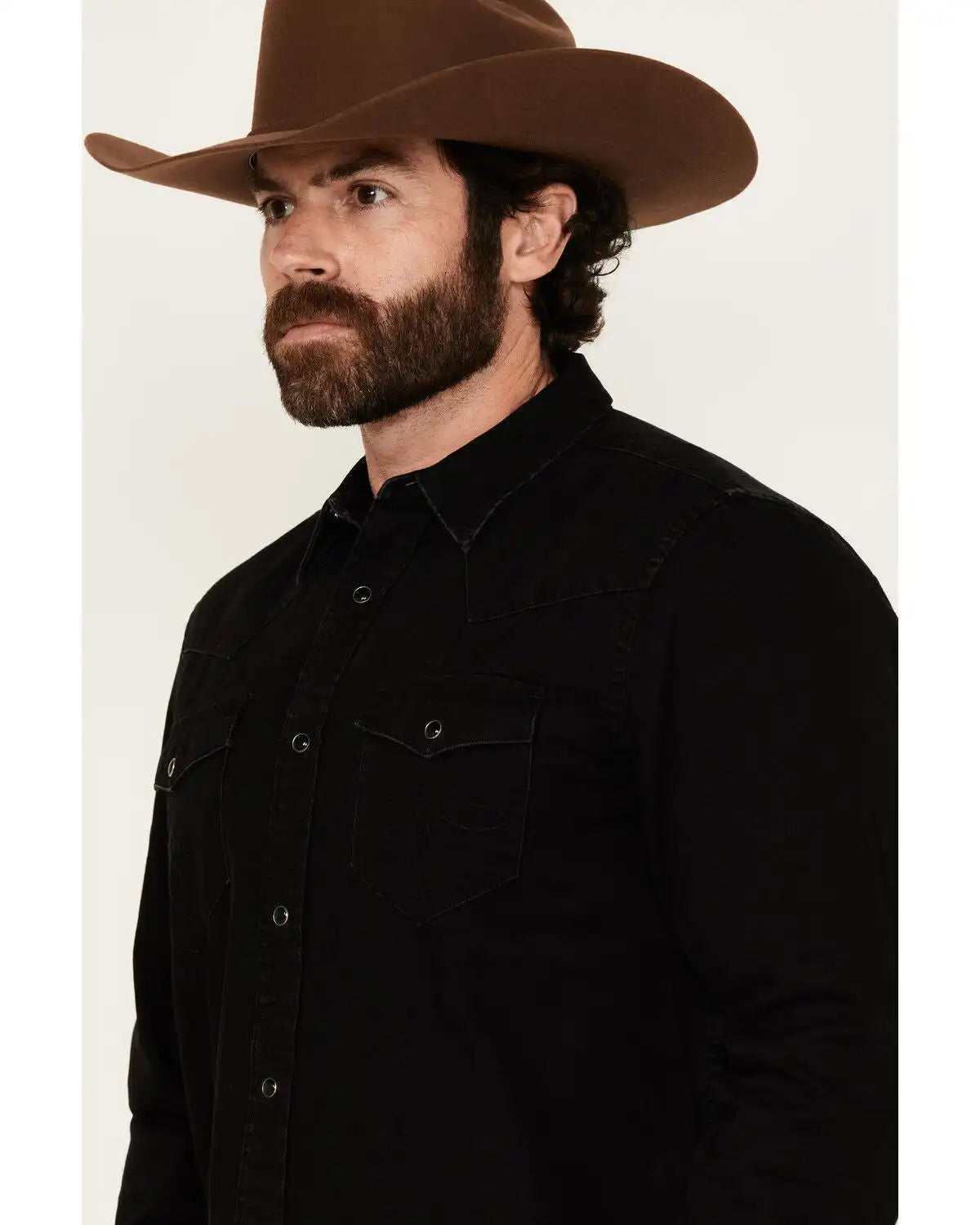 Cody James Men's Solid Long Sleeve Snap Denim Western Shirt - Tall