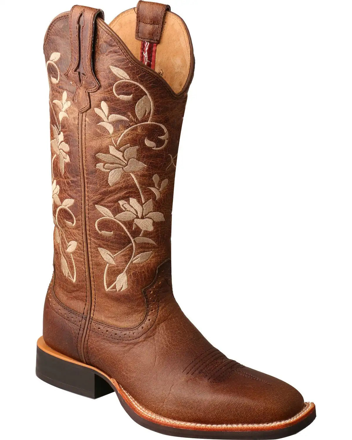 Twisted X Women's Brown Floral Ruff Stock Western Performance Boots - Square Toe