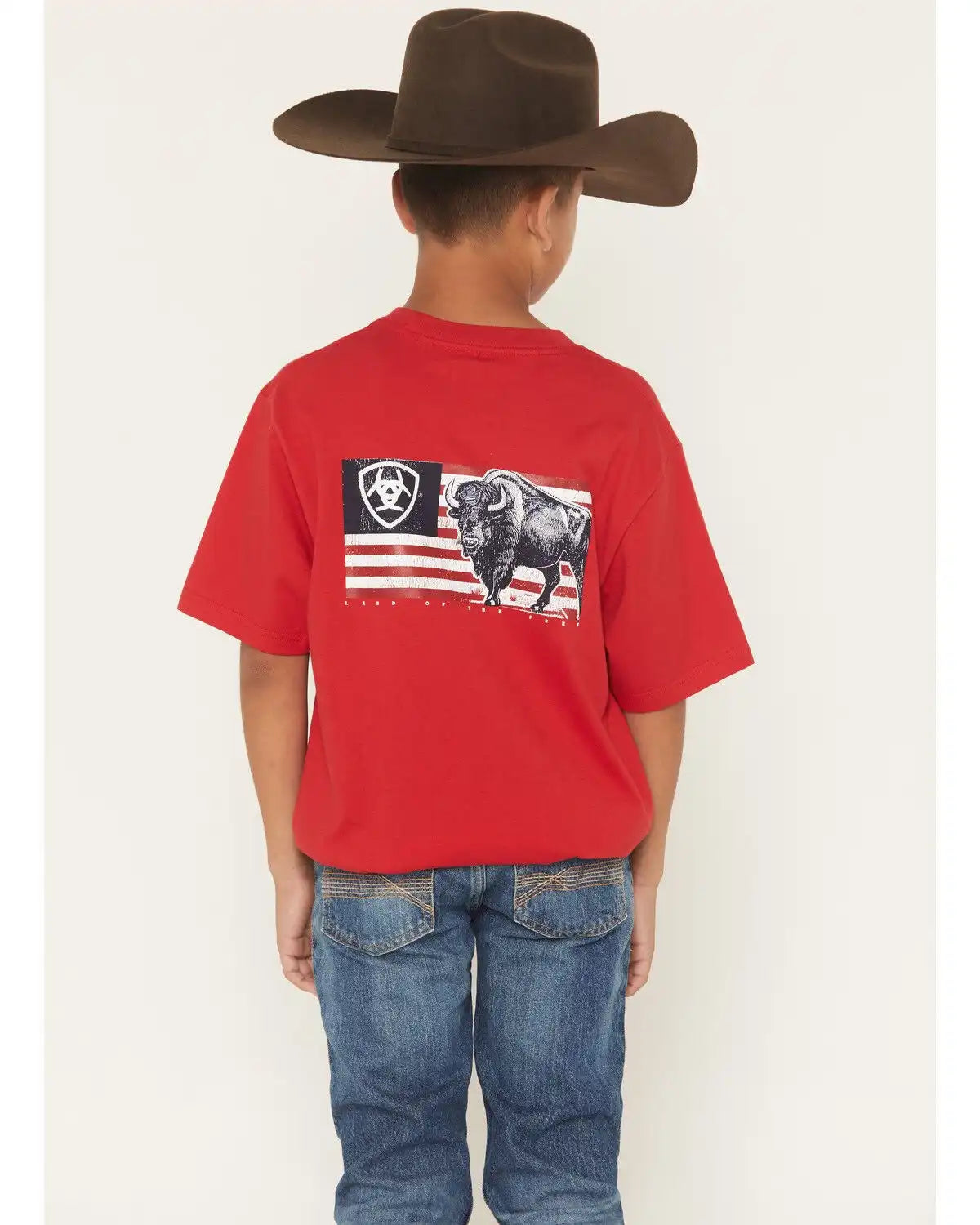 Ariat Boys' Boot Barn Exclusive Etched Bison Flag Short Sleeve Graphic T-Shirt