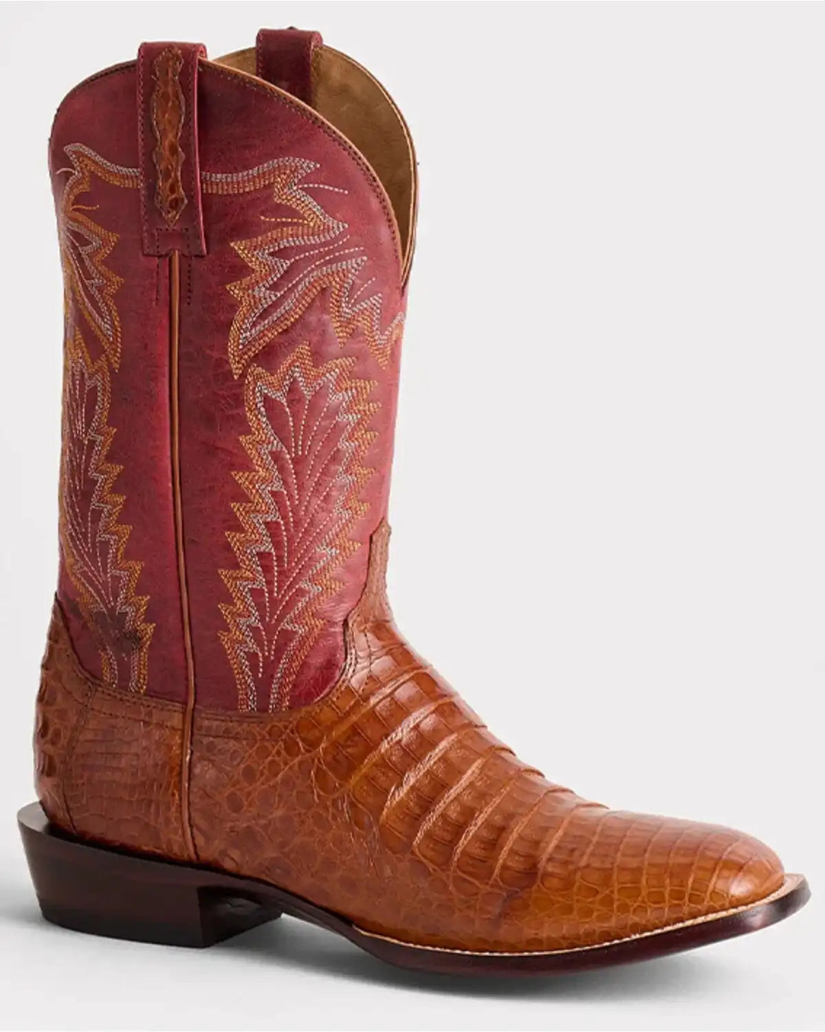 Lucchese Men's Wyatt Exotic Caiman Belly Western Boots - Broad Square Toe