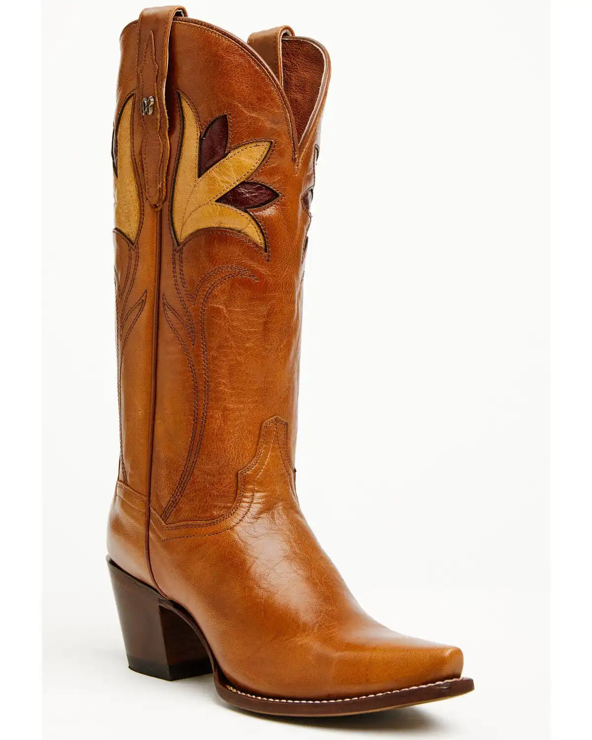 Dan Post Women's Marsala Whiskey Inlay Tall Western Boots - Snip Toe