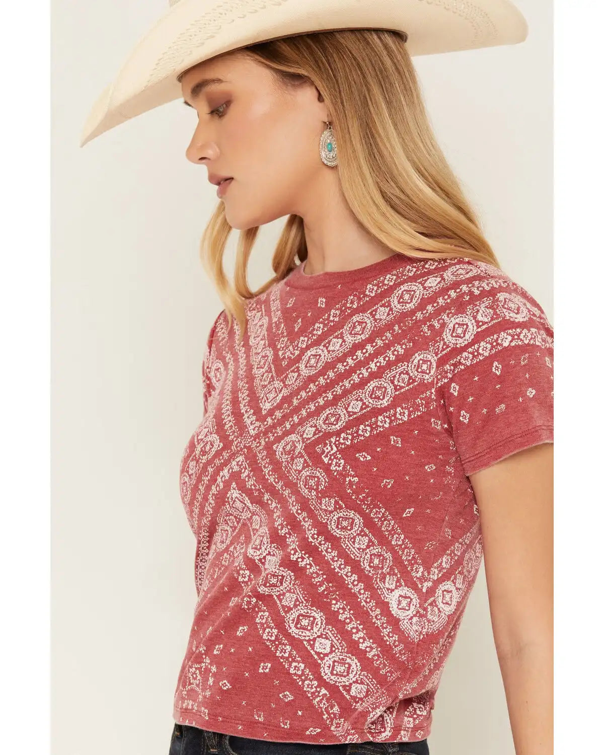 Blended Women's Bandana Print Short Sleeve Graphic Tee