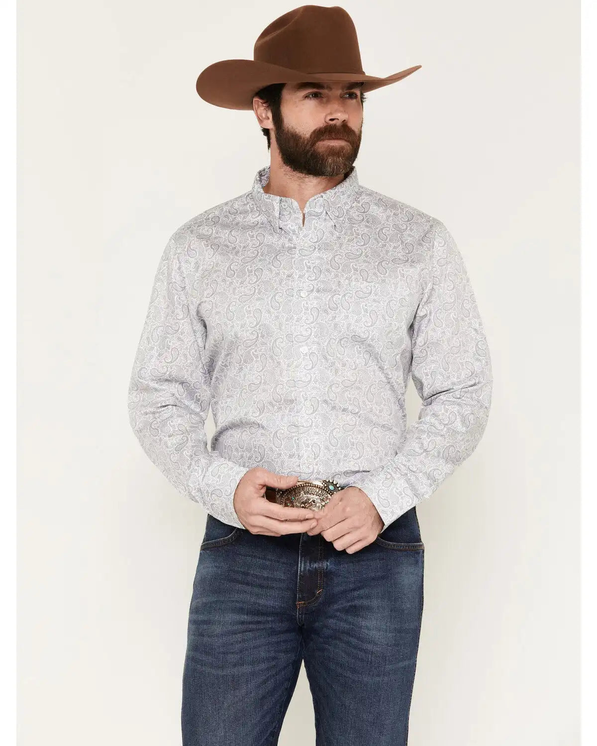 Wrangler X Cody Johnson Men's Paisley Print Long Sleeve Button-Down Western Shirt