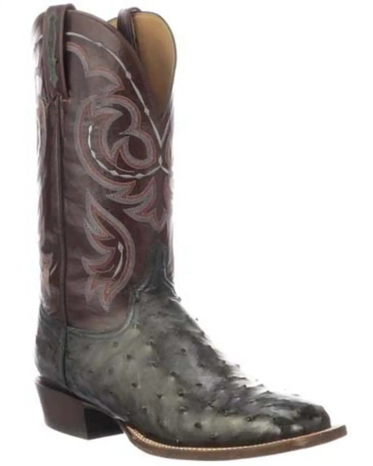 Lucchese Men's Harris Full Quill Ostrich Western Boots - Wide Square Toe