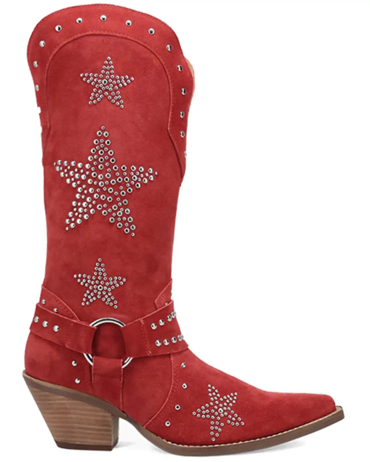 Dingo Women's Lucky Stars Embellished Suede Tall Western Boots - Round Toe