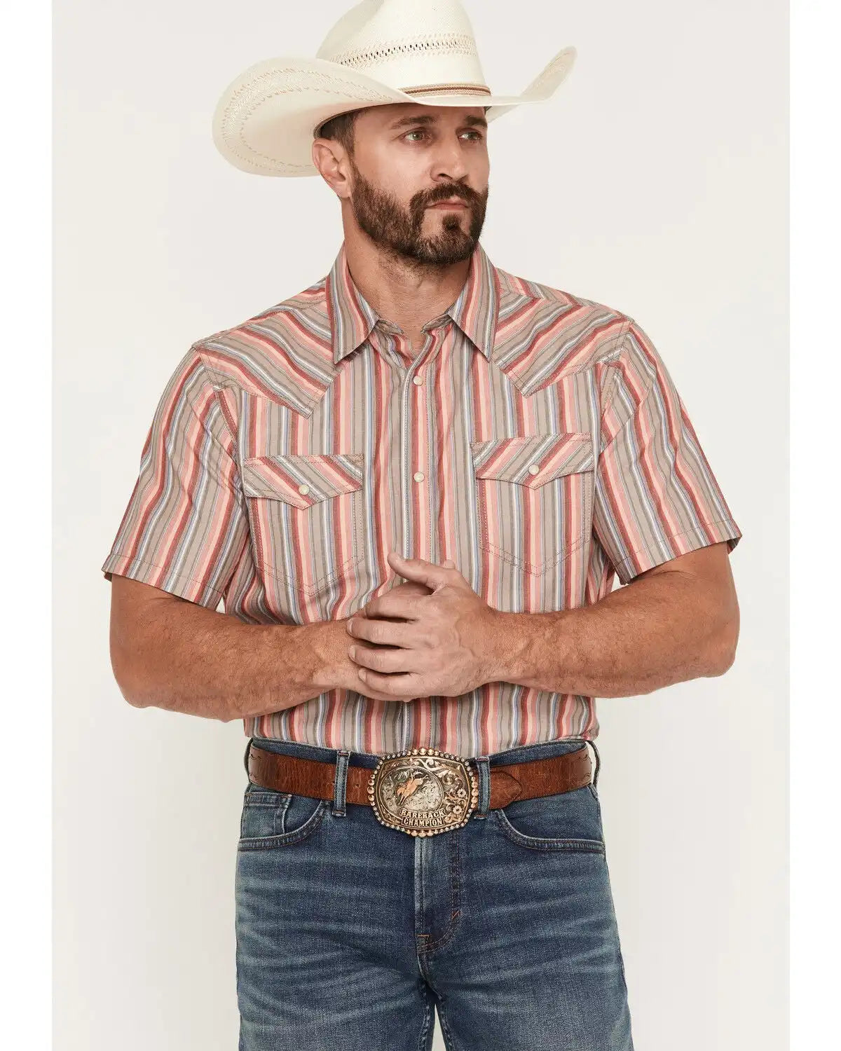 Cody James Men's Old Skool Striped Short Sleeve Snap Western Shirt
