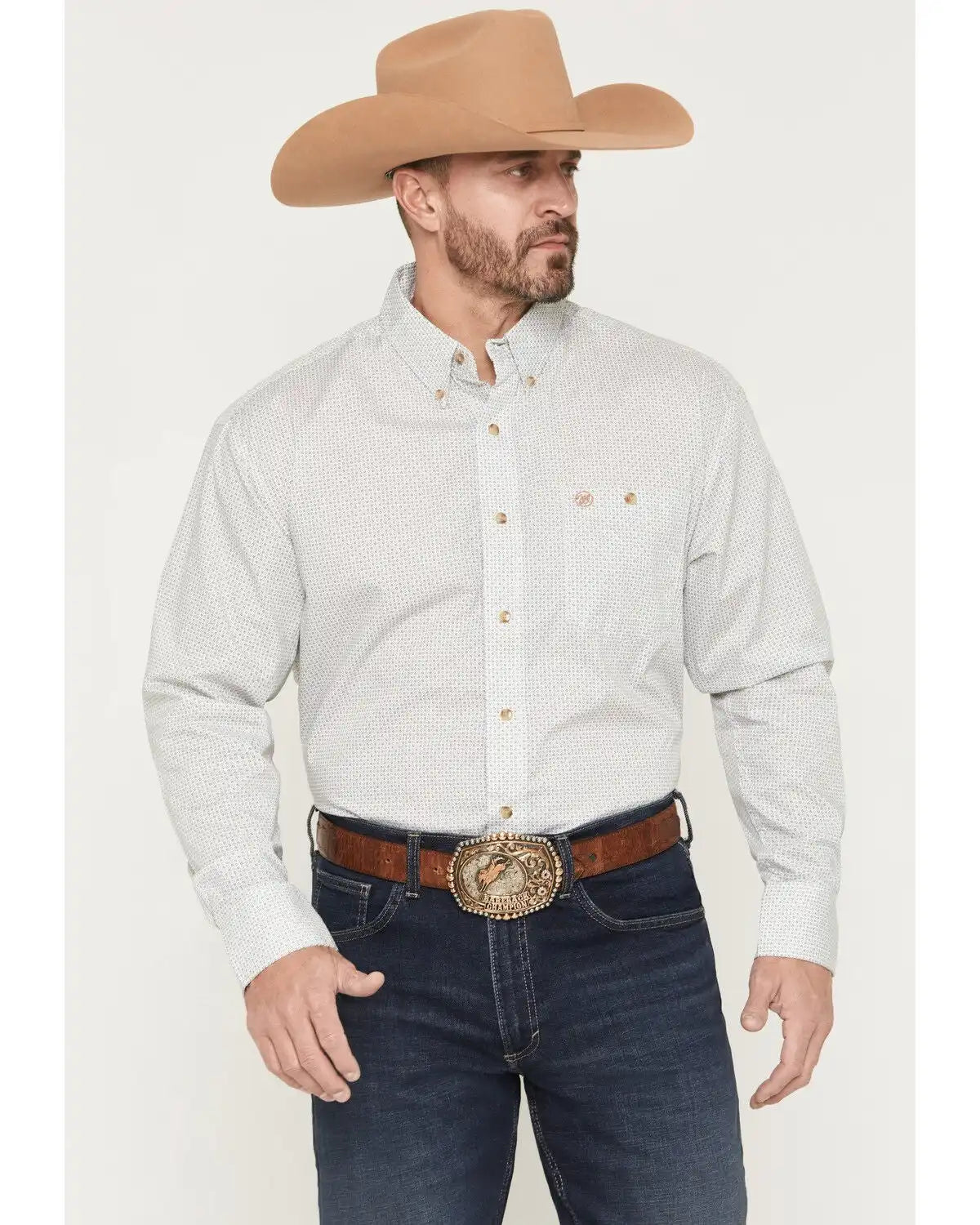 Wrangler Men's Classics Geo Print Long Sleeve Button-Down Western Shirt - Tall