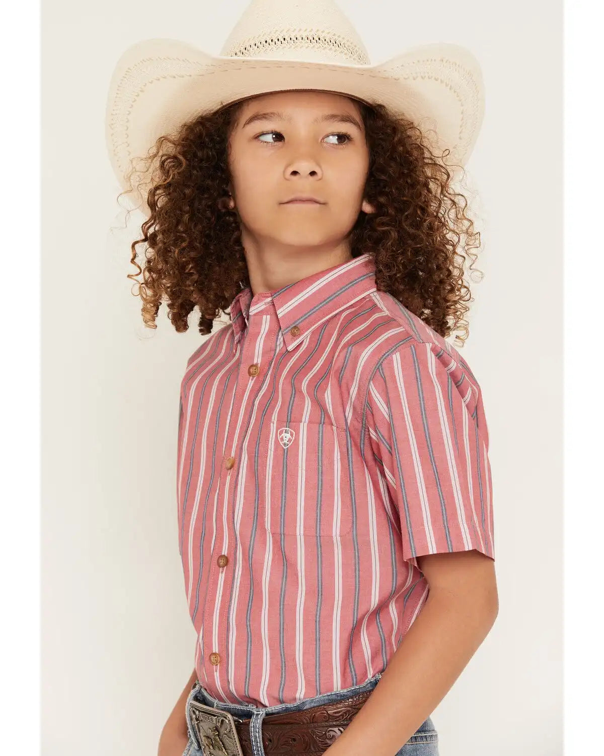 Ariat Boys' Pro Series Bobby Striped Short Sleeve Button-Down Western Shirt