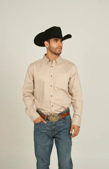 Cody James Men's Basic Solid Long Sleeve Button-Down Stretch Western Shirt