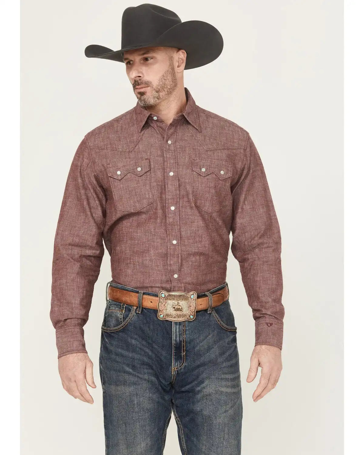 Wrangler X Cody Johnson Men's Textured Solid Long Sleeve Pearl Snap Western Shirt