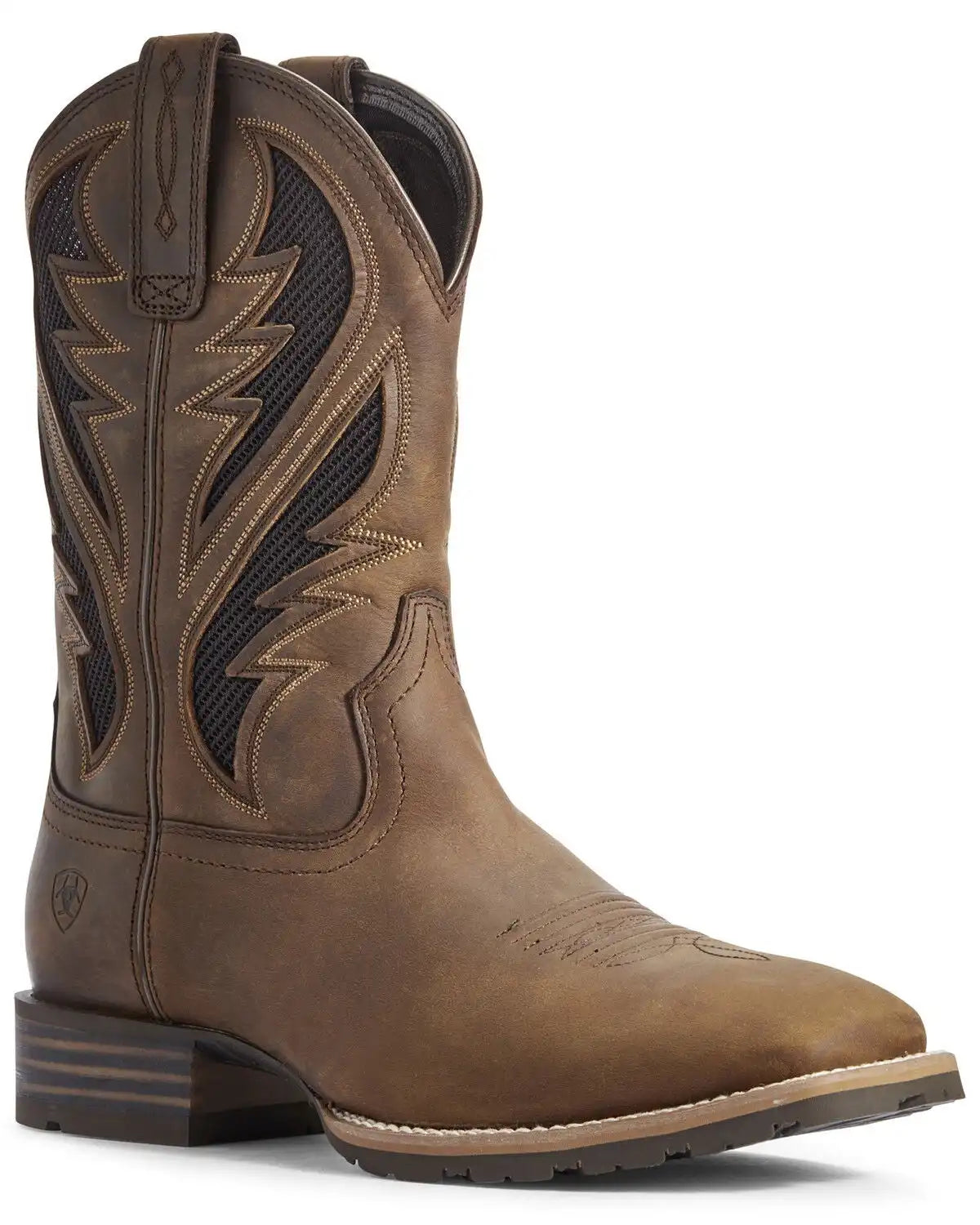 Ariat Men's Hybrid VentTEK Distressed Western Performance Boots - Broad Square Toe