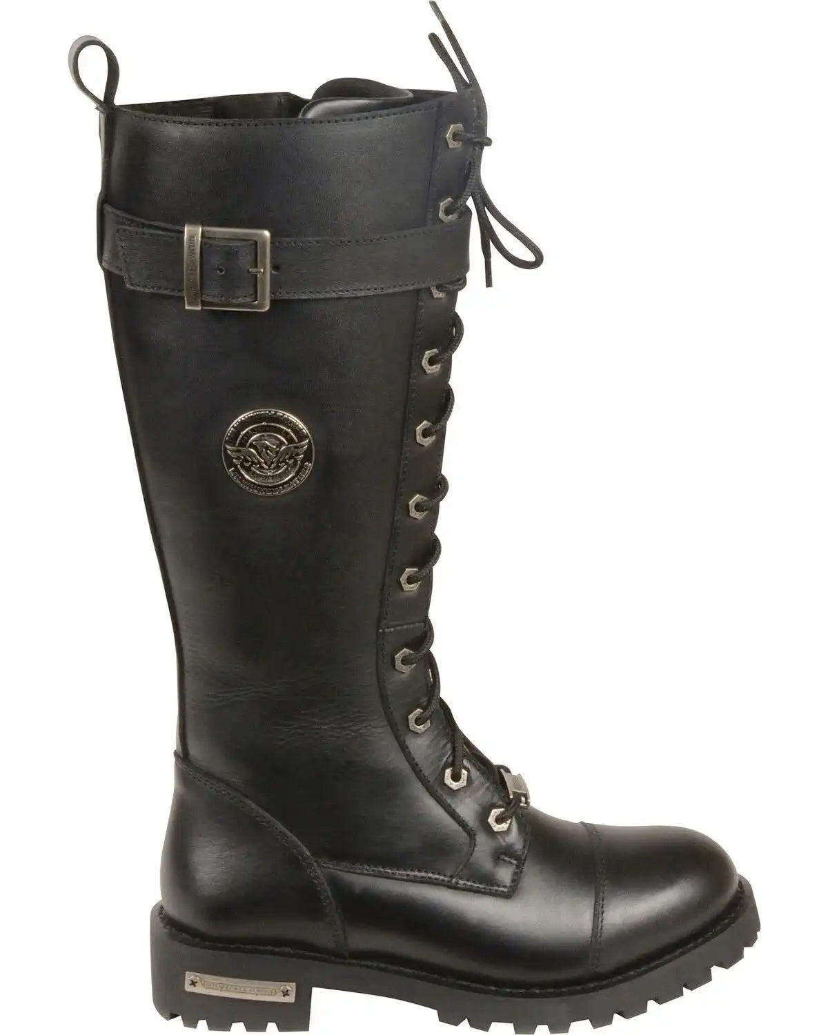 Milwaukee Leather Women's 14" Lace To Toe High Rise Leather Boots - Round Toe - Wide