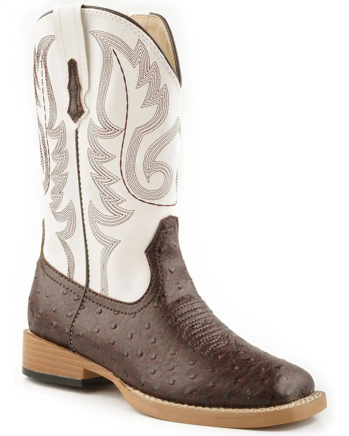 Roper Boys' Faux Ostrich Print Western Boots - Square Toe