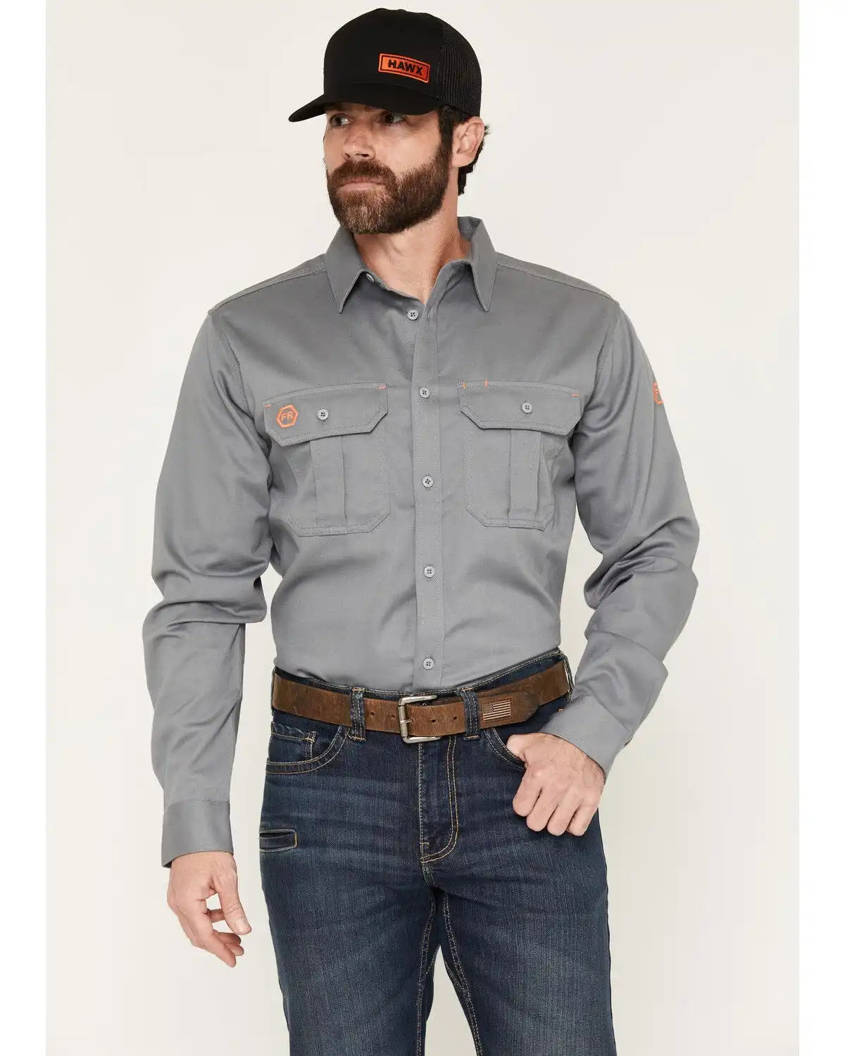 Hawx Men's FR Woven Long Sleeve Button-Down Work Shirt - Tall
