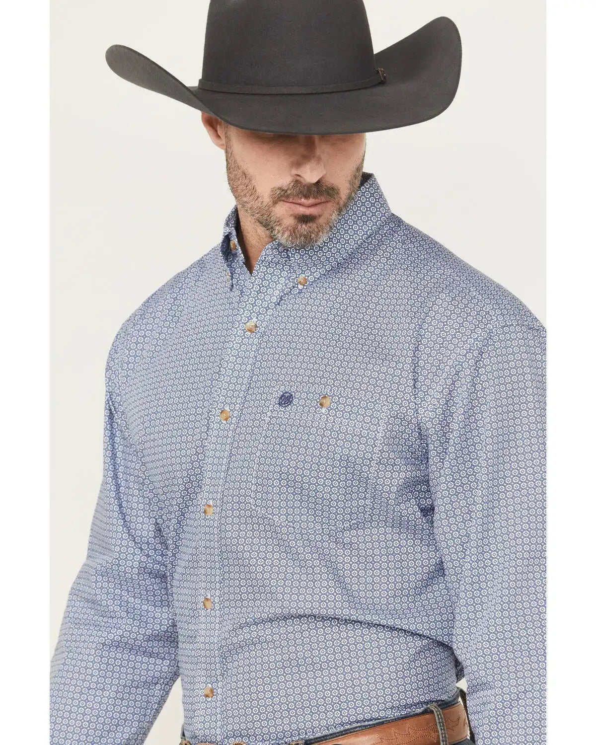 Wrangler Men's Geo Print Long Sleeve Button-Down Stretch Western Shirt - Tall