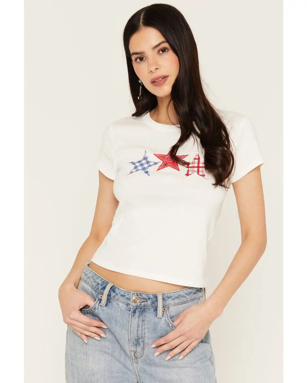 Originality Women's Star Patch Baby Tee
