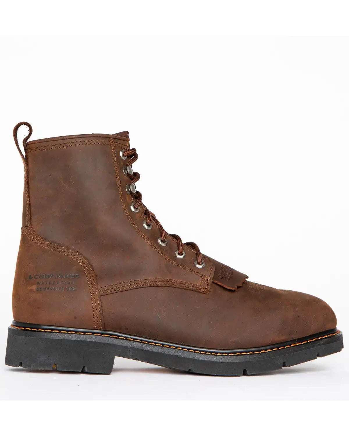 Cody James Men's 8" Mustang Lace-Up Kiltie Waterproof Work Boots - Composite Toe