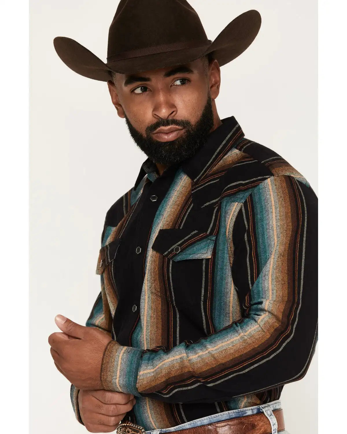 Cody James Men's Yelapa Stripe Print Long Sleeve Snap Flannel Shirt