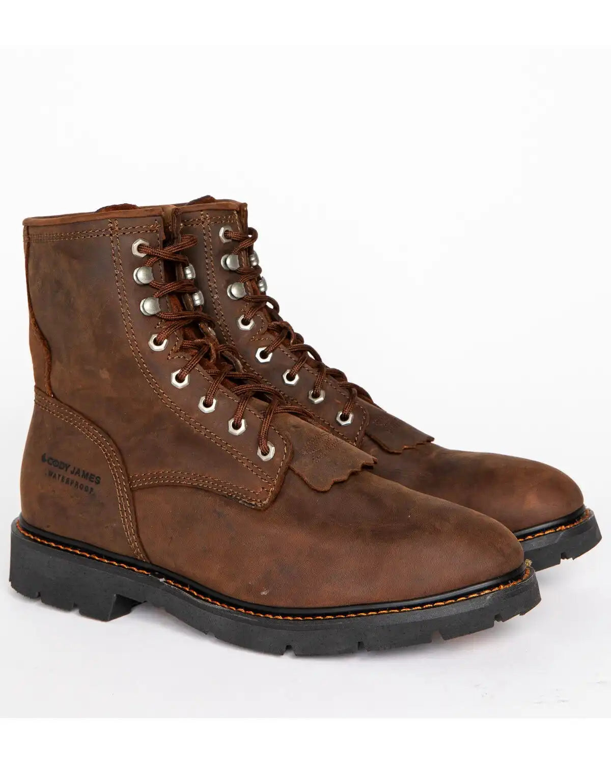 Cody James Men's 8" Mustang Waterproof Lace-Up Kiltie Work Boots - Soft Toe