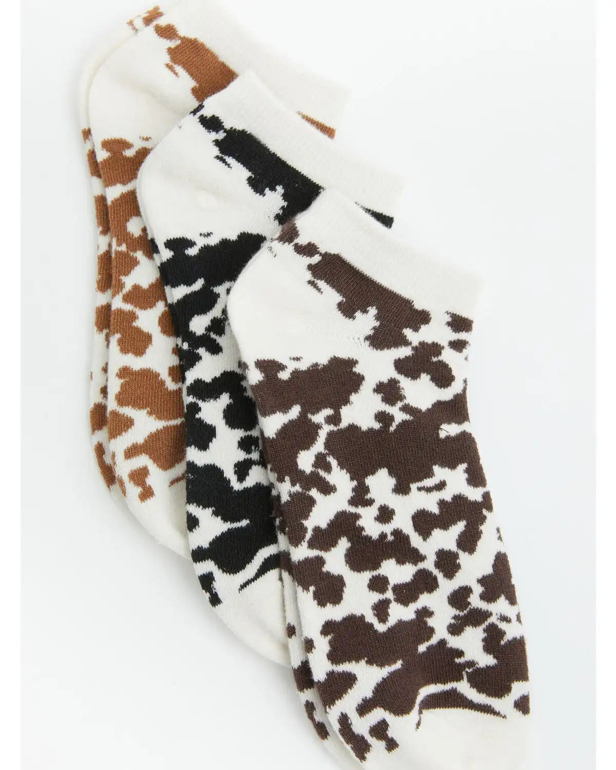 Boot Barn Women's Scout Cow Print No Show Socks - 3 Pack