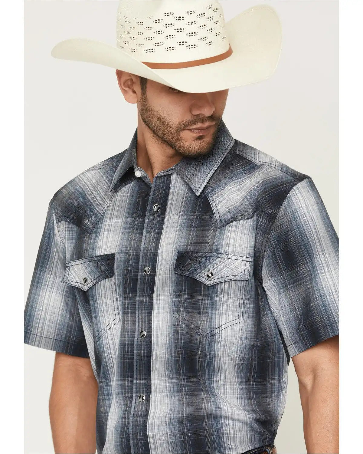 Cody James Men's Weed Wacker Plaid Print Short Sleeve Snap Western Shirt - Big