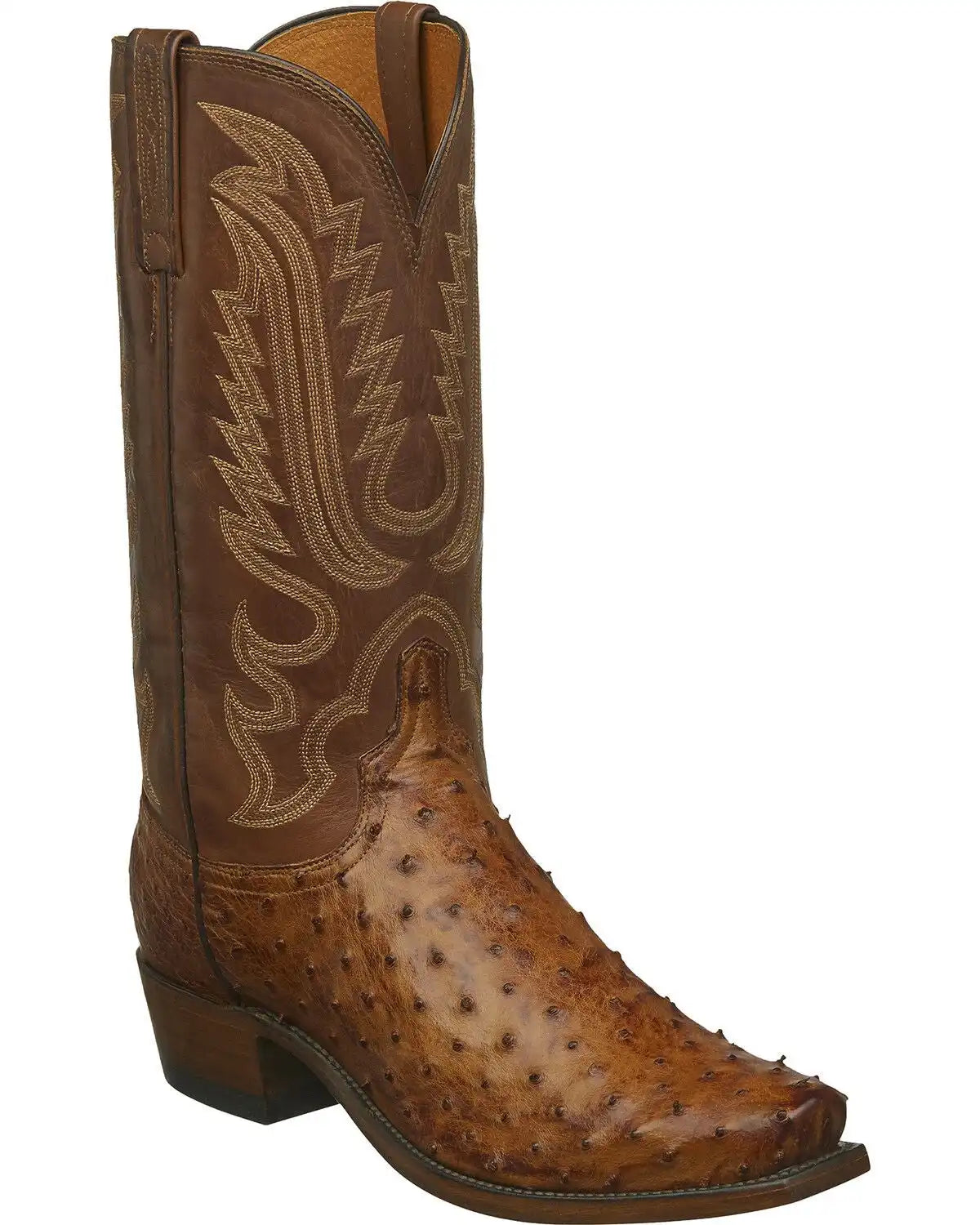 Lucchese Men's Handmade Luke Full Quill Ostrich Western Boots - Snip Toe