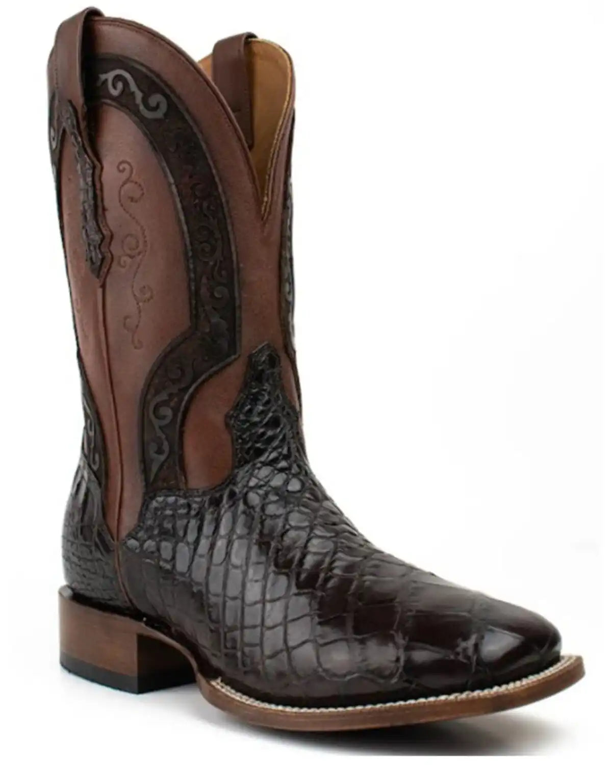 El Dorado Men's American Alligator Exotic Western Boots - Broad Square Toe