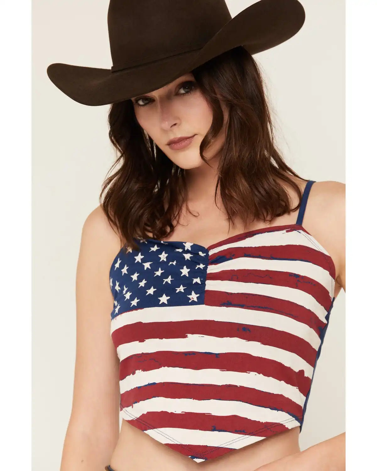 Shyanne Women's Stars And Stripes Sleeveless Cropped Tank Top