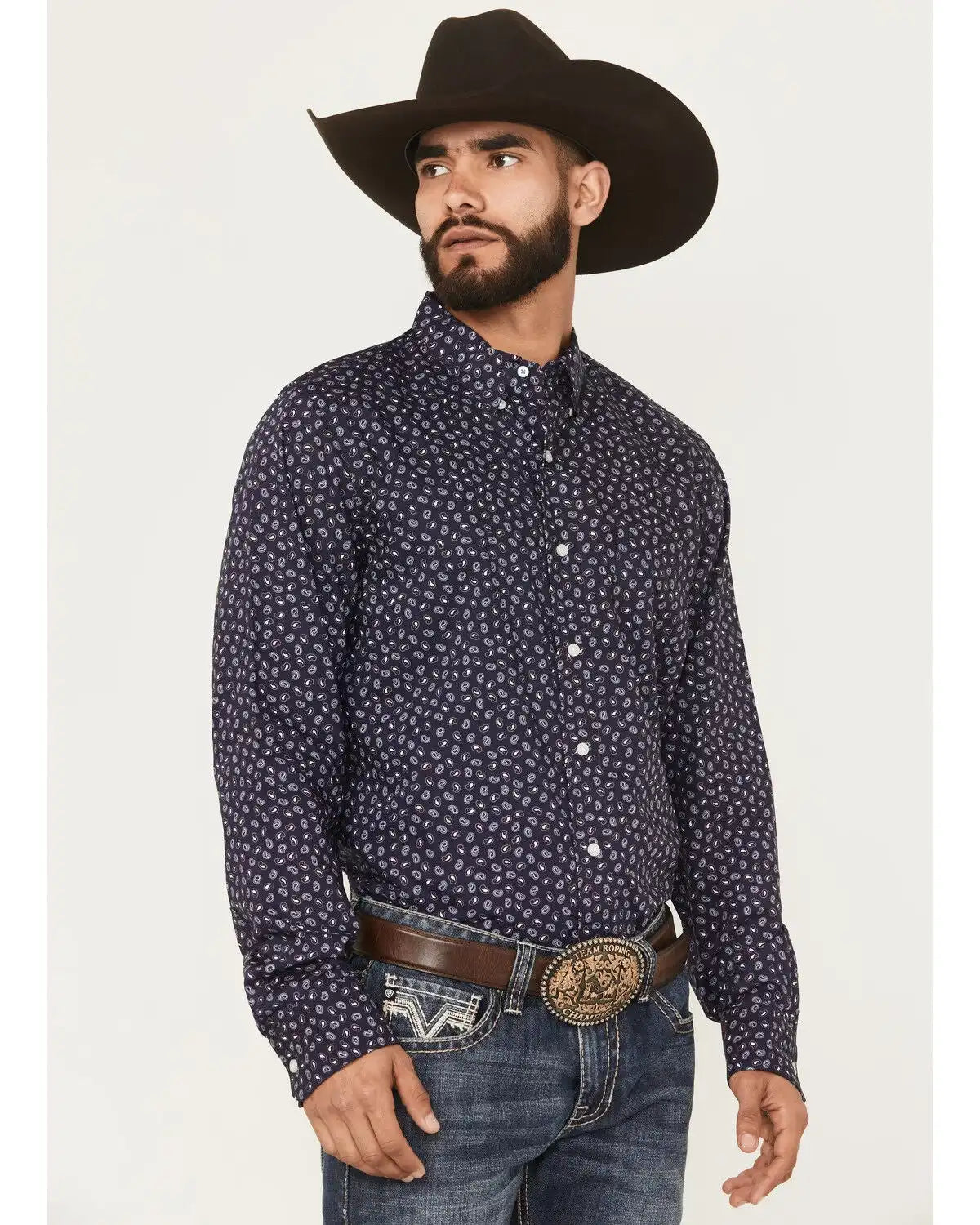 Wrangler X Cody Johnson Men's Paisley Print Long Sleeve Button-Down Western Shirt - Tall