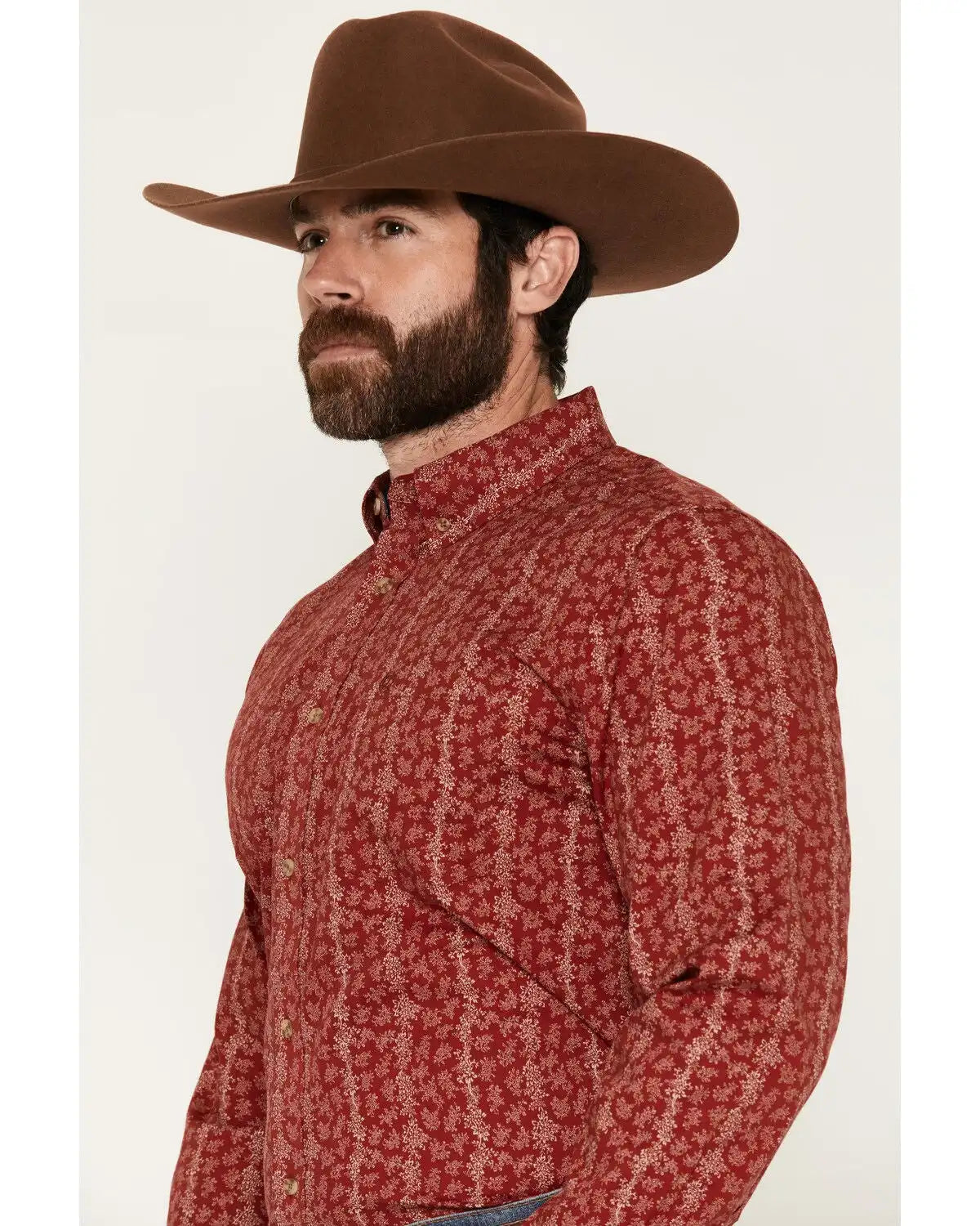 Cody James Men's Ol Hickory Floral Stripe Print Long Sleeve Button-Down Stretch Western Shirt