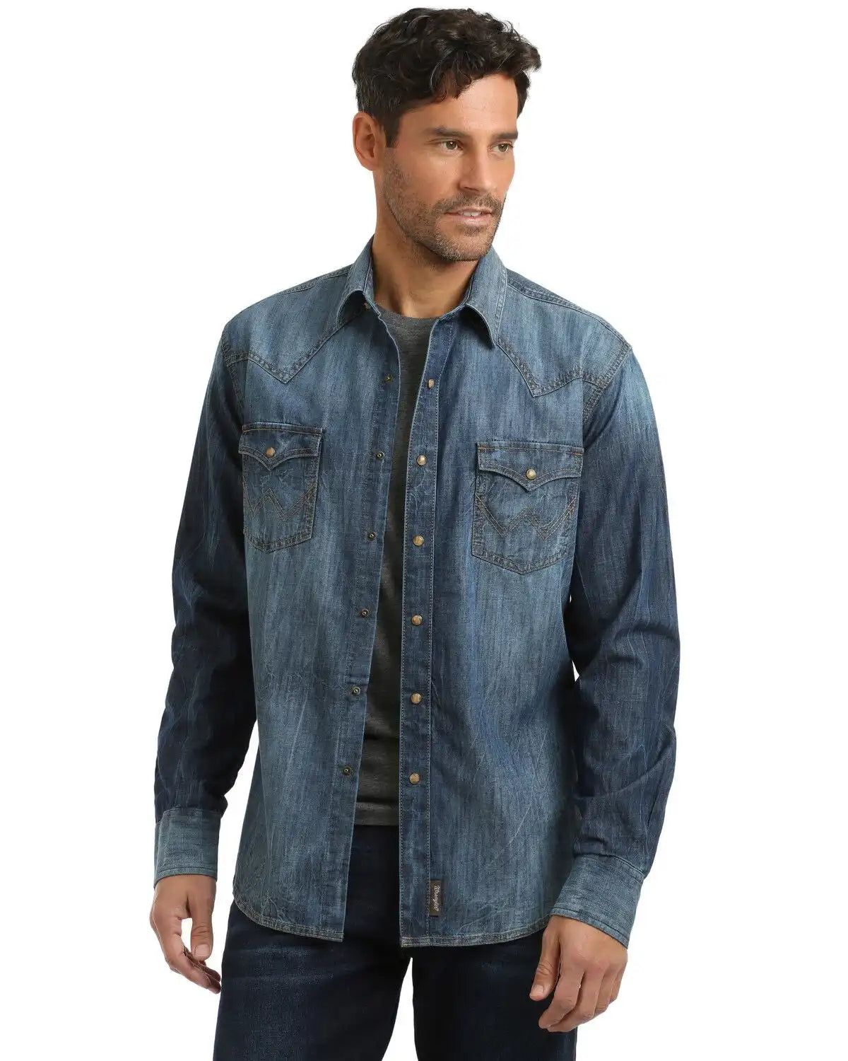 Wrangler Retro Men's Denim Long Sleeve Western Shirt - Tall