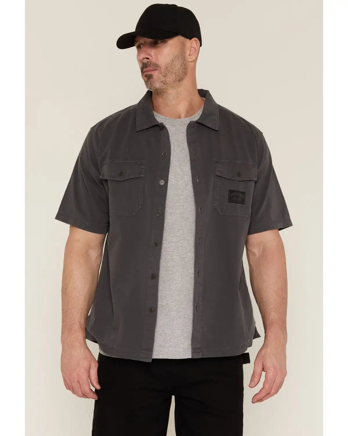 Thorogood Men's Solid Washed Garage Short Sleeve Button-Down Shirt