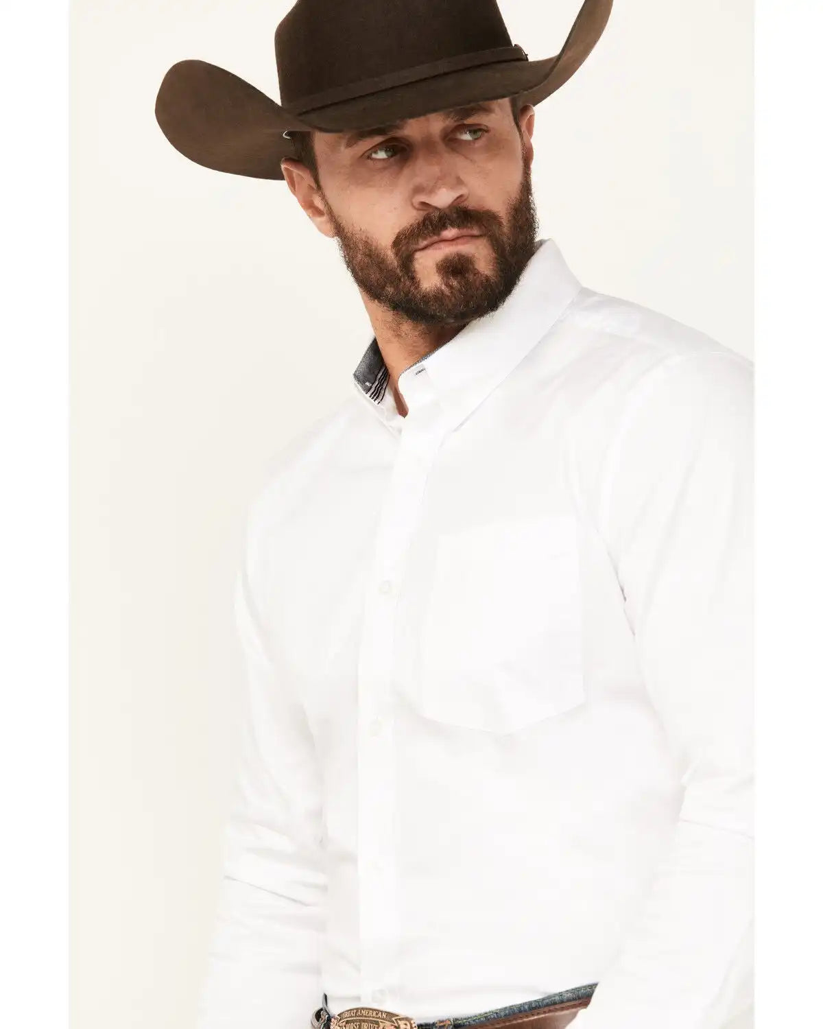 Cody James Men's Basic Twill Long Sleeve Button-Down Performance Western Shirt - Tall