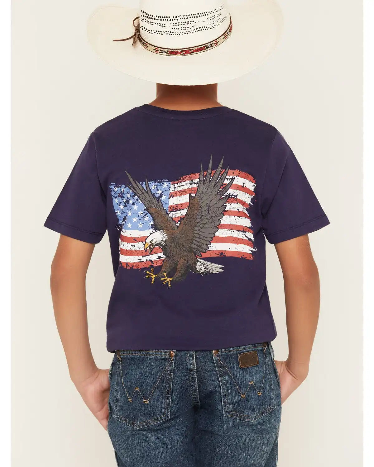 Sable Sky Boys' Eagle And Flag Short Sleeve Graphic T-Shirt