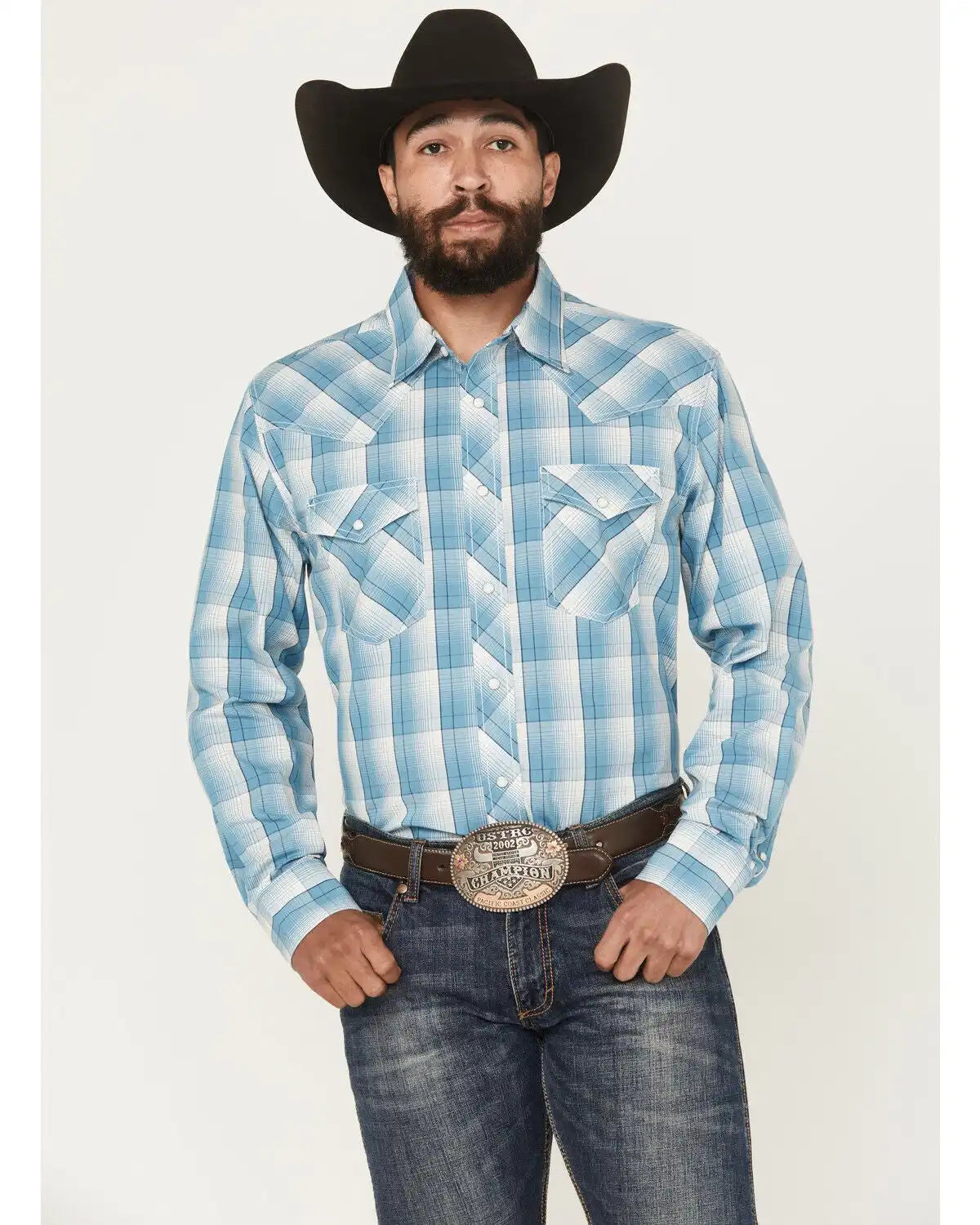Wrangler 20X Men's Plaid Print Long Sleeve Snap Stretch Western Shirt