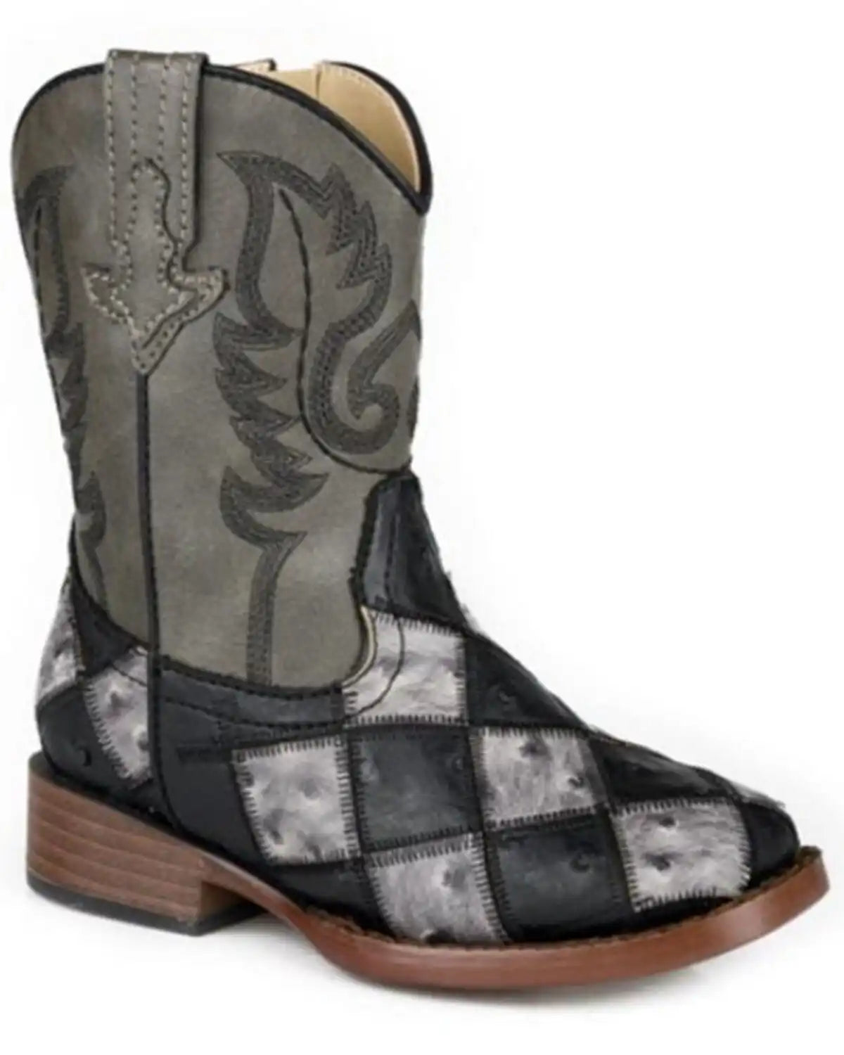 Roper Toddler Boys' Bird Blocks Ostrich Print Western Boots - Broad Square Toe